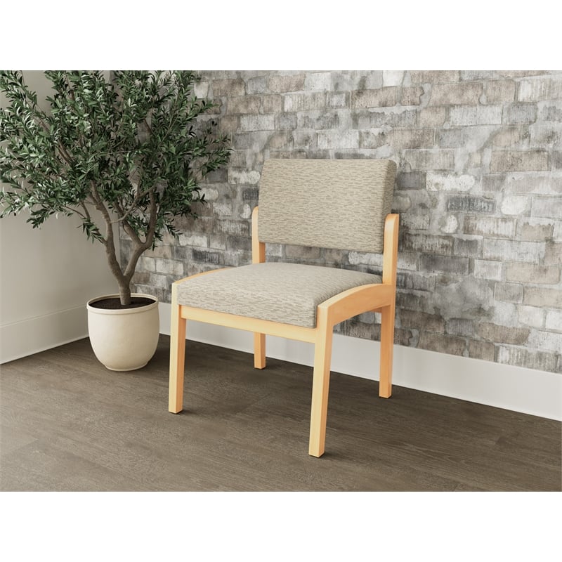 Lesro Industries Wood Waiting Reception Armless Guest Chair in Brown