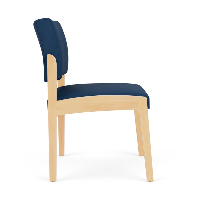 Lesro Industries Wood Waiting Reception Armless Guest Chair in Blue