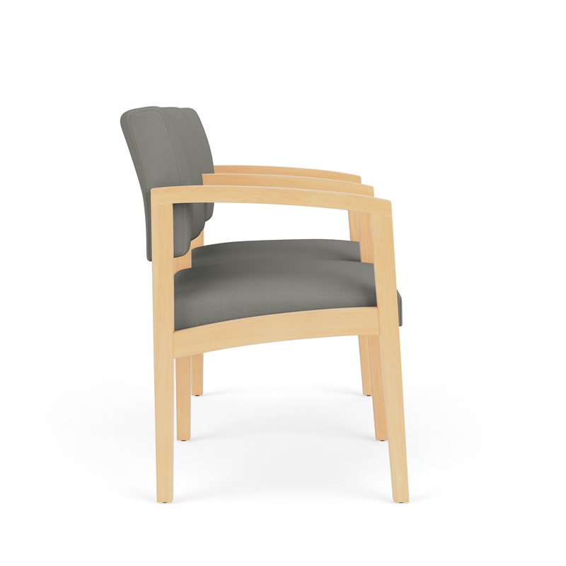 Lesro Industries Wood Waiting Reception 2 Seat Tandem Seating in Gray