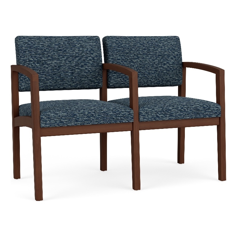 Lesro Industries Wood Waiting Reception 2 Seat Tandem Seating in Blue