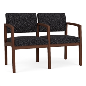 Lesro Industries Wood Waiting Reception 2 Seat Tandem Seating in Black
