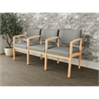 Lesro Industries Wood Waiting Reception 3 Seat Tandem Seating in Gray