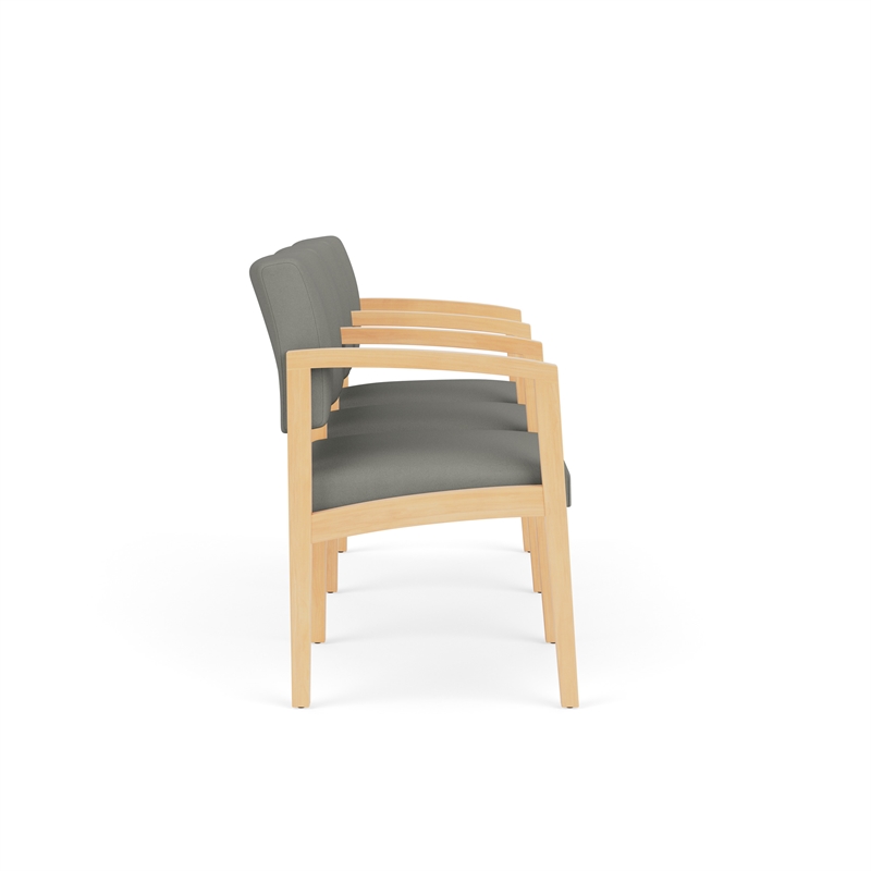 Lesro Industries Wood Waiting Reception 3 Seat Tandem Seating in Gray