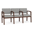 Lesro Industries Wood Waiting Reception 3 Seat Tandem Seating in Gray