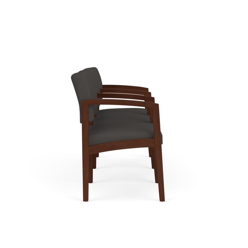 Lesro Industries Wood Waiting Reception 3 Seat Tandem Seating in Gray