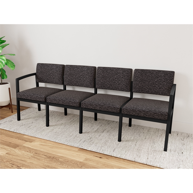 Lesro Industries Steel Waiting Reception 4 Seat Sofa Steel Frame in Black