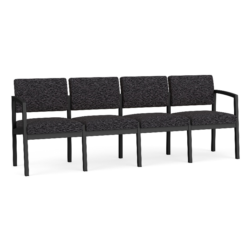 Lesro Industries Steel Waiting Reception 4 Seat Sofa Steel Frame in Black