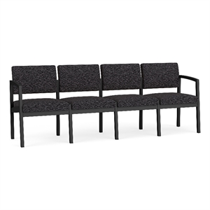 Lesro Industries Steel Waiting Reception 4 Seat Sofa Steel Frame in Black