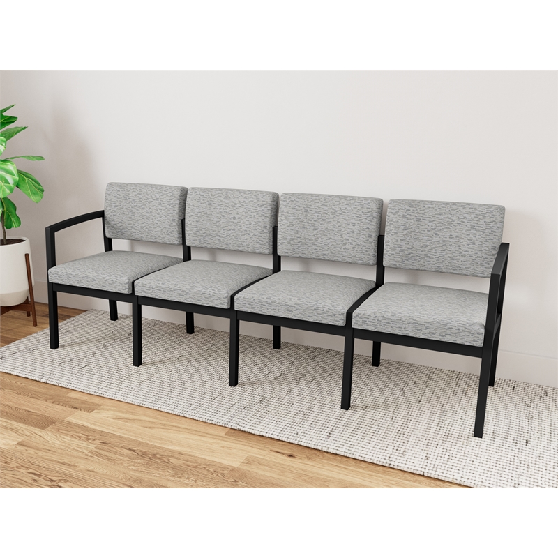 Lesro Industries Steel Waiting Reception 4 Seat Sofa Steel Frame in Gray