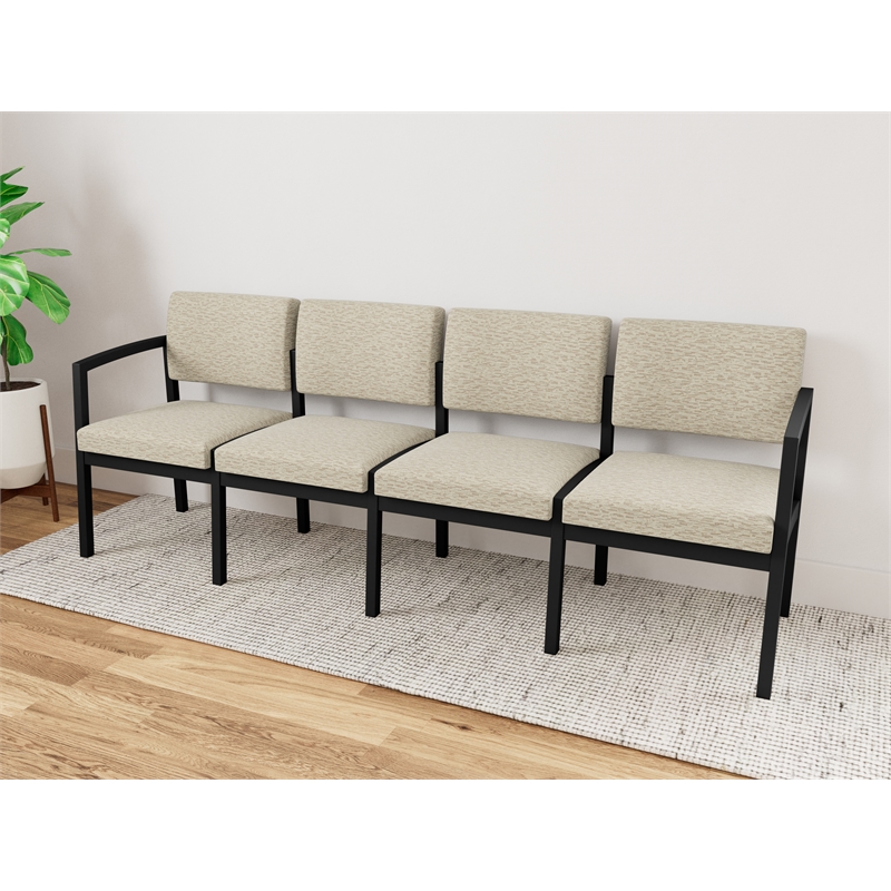 Lesro Industries Steel Waiting Reception 4 Seat Sofa Steel Frame in Brown