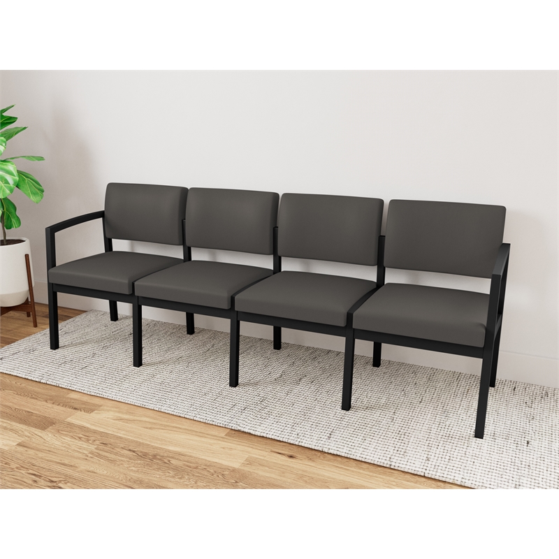 Lesro Industries Steel Waiting Reception 4 Seat Sofa Steel Frame in Gray