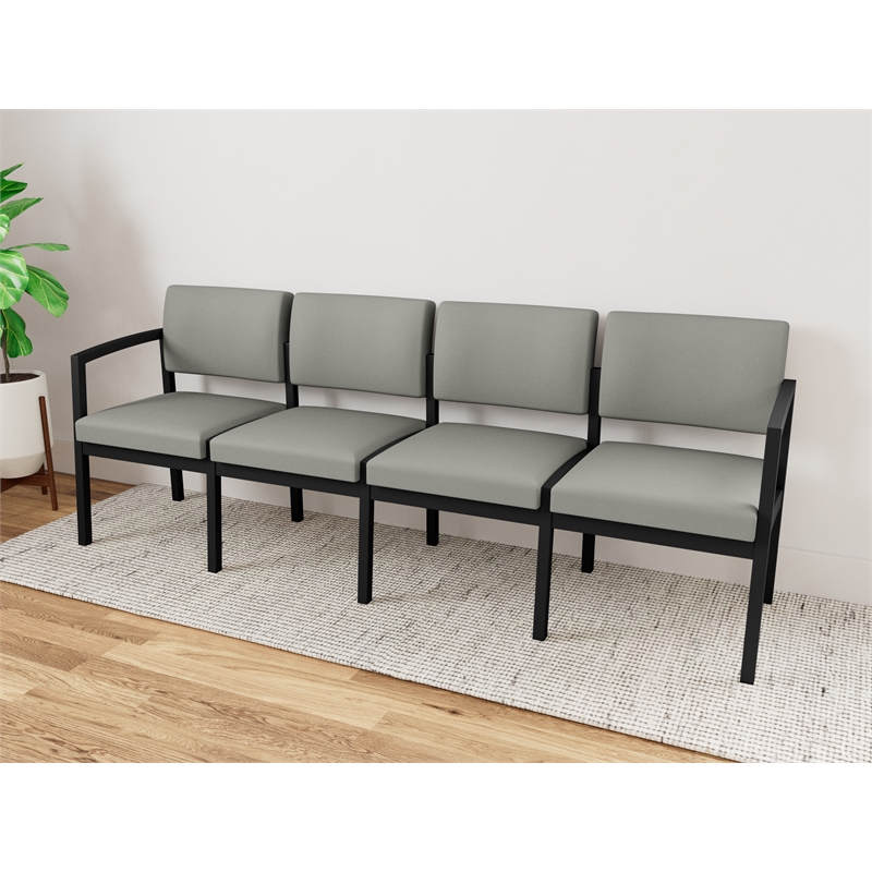 Lesro Industries Steel Waiting Reception 4 Seat Sofa Steel Frame in Gray