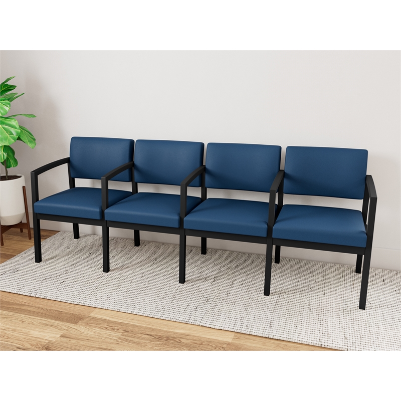 Lesro Industries Steel Waiting Reception 4 Seat Tandem Seating  in Blue