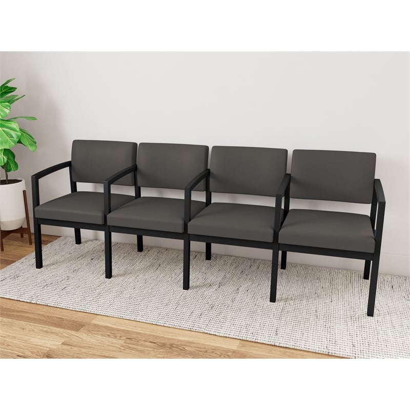 Lesro Industries Steel Waiting Reception 4 Seat Tandem Seating  in Gray