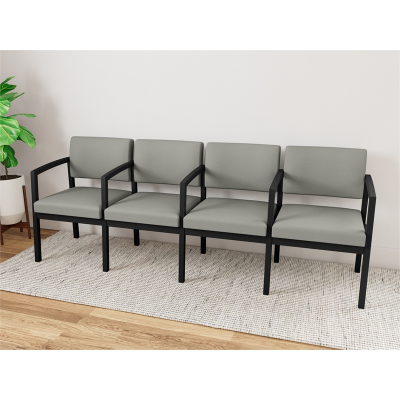 Lesro Industries Steel Waiting Reception 4 Seat Tandem Seating  in Gray