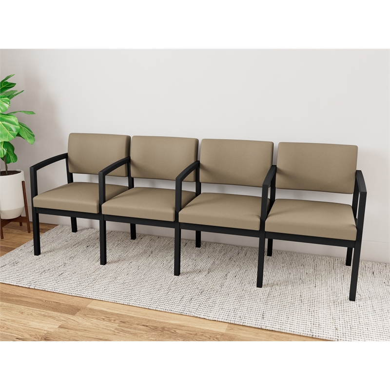 Lesro Industries Steel Waiting Reception 4 Seat Tandem Seating  in Brown