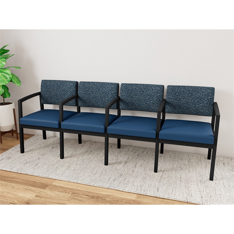 Lesro Industries Steel Waiting Reception 4 Seat Tandem Seating  in Blue