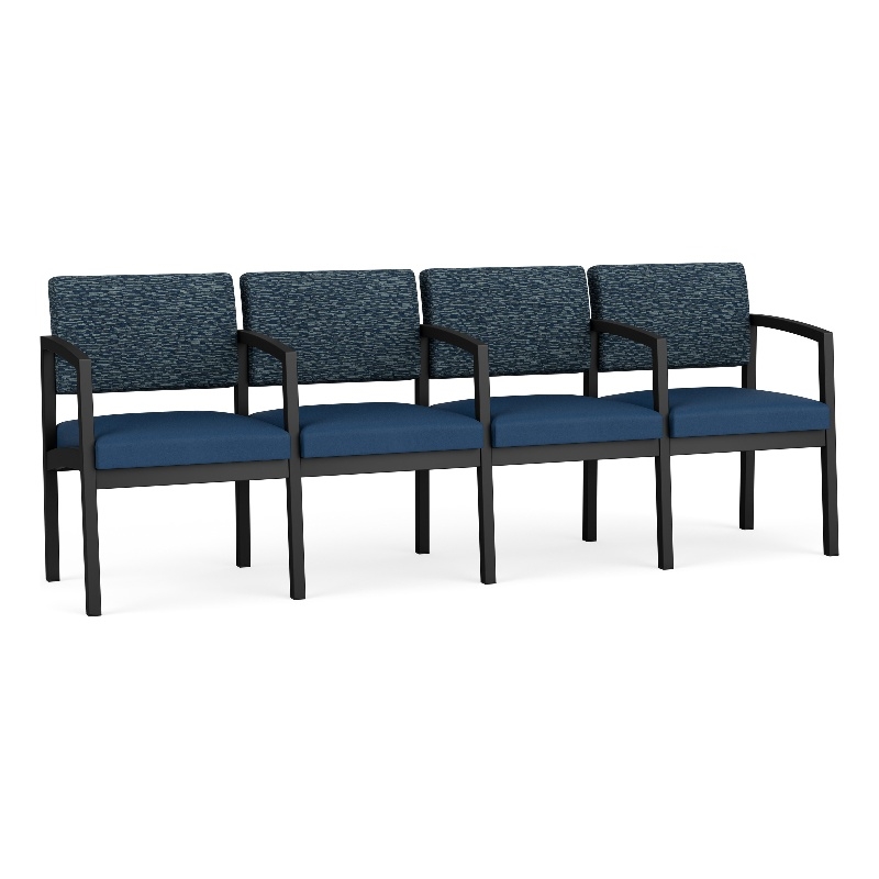 Lesro Industries Steel Waiting Reception 4 Seat Tandem Seating  in Blue