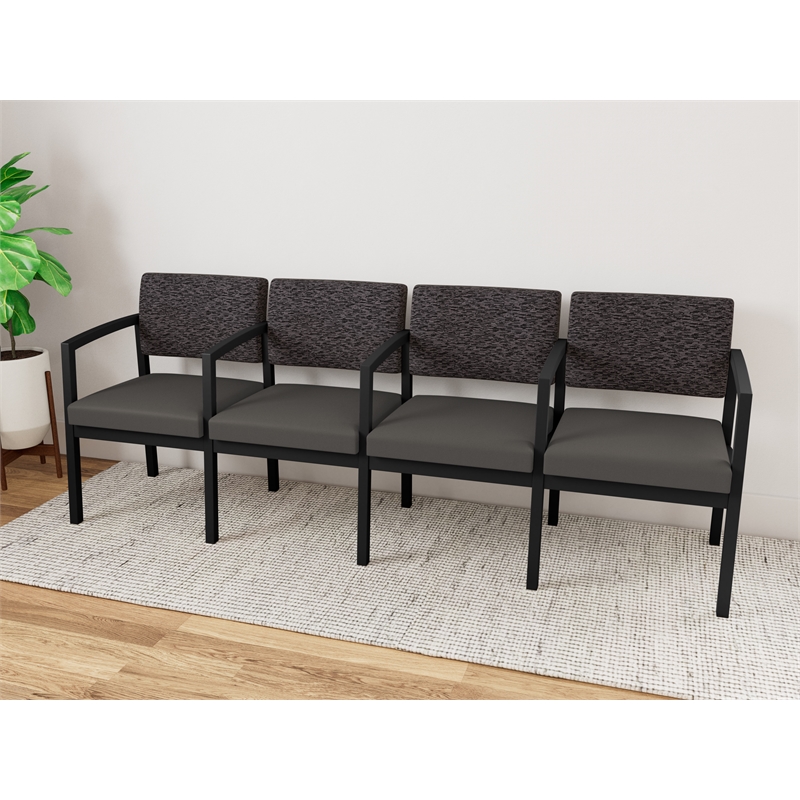 Lesro Industries Steel Waiting Reception 4 Seat Tandem Seating  in Gray