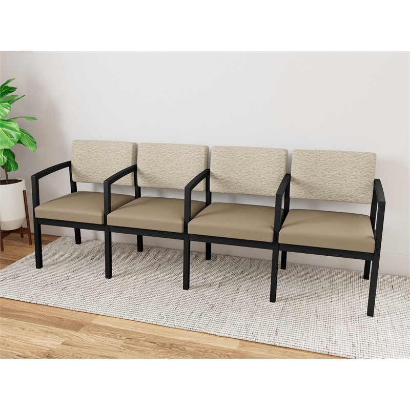 Lesro Industries Steel Waiting Reception 4 Seat Tandem Seating  in Brown