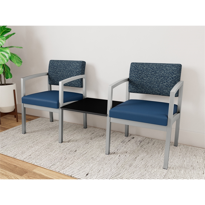 Lesro Industries Steel Reception 2 Chairs With Center Table  in Blue