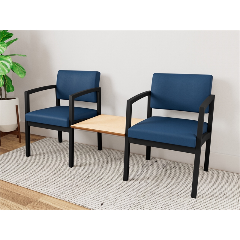 Lesro Industries Steel Reception 2 Chairs With Center Table  in Blue