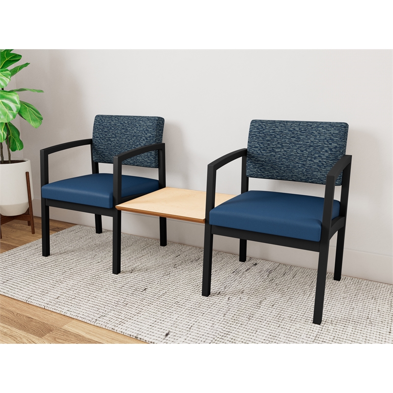 Lesro Industries Steel Reception 2 Chairs With Center Table  in Blue