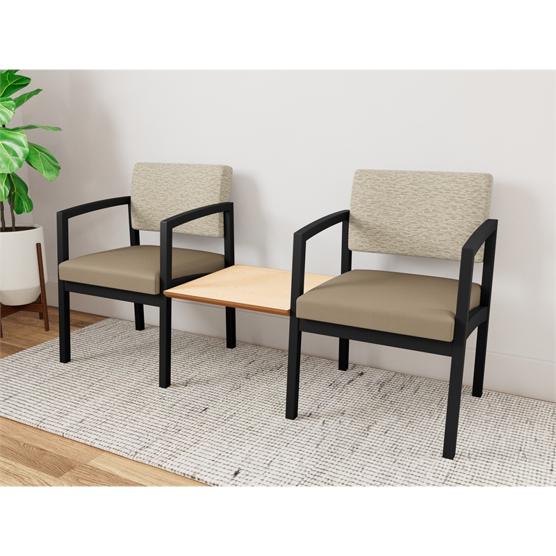 Lesro Industries Steel Reception 2 Chairs With Center Table  in Brown
