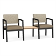 Lesro Industries Steel Reception 2 Chairs With Center Table  in Brown
