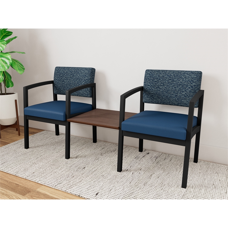 Lesro Industries Steel Reception 2 Chairs With Center Table  in Blue