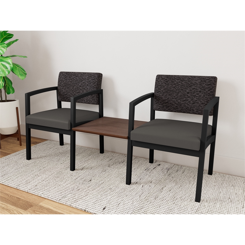 Lesro Industries Steel Reception 2 Chairs With Center Table  in Gray