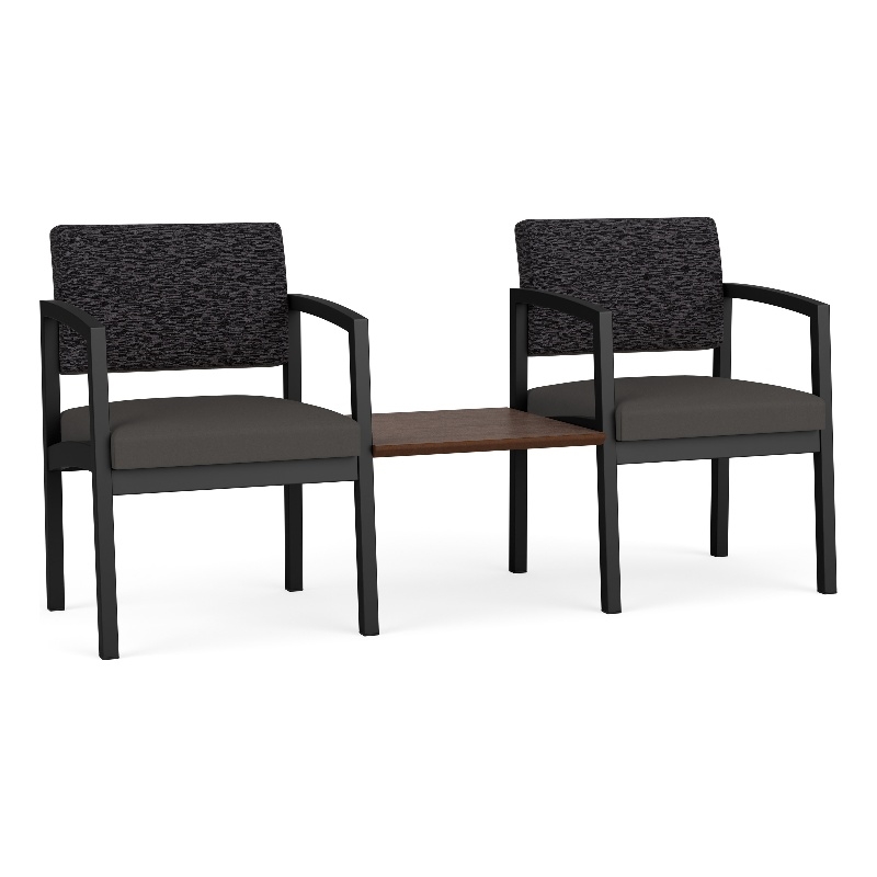 Lesro Industries Steel Reception 2 Chairs With Center Table  in Gray