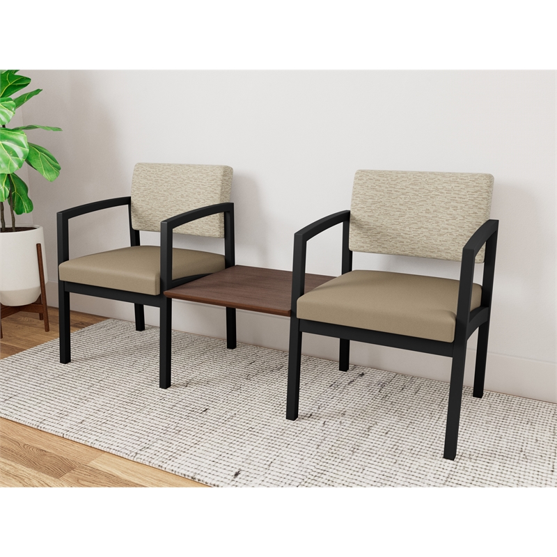 Lesro Industries Steel Reception 2 Chairs With Center Table  in Brown