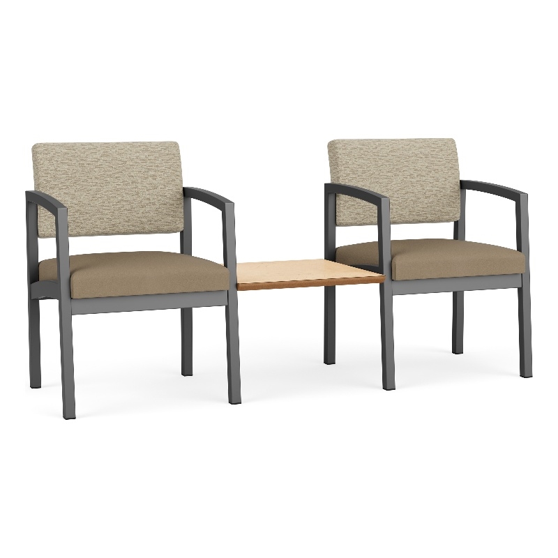 Lesro Industries Steel Reception 2 Chairs With Center Table  in Brown