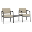 Lesro Industries Steel Reception 2 Chairs With Center Table  in Brown