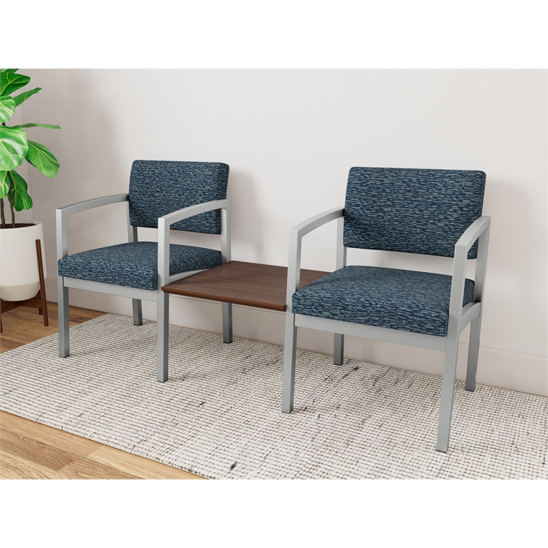 Lesro Industries Steel Reception 2 Chairs With Center Table  in Blue