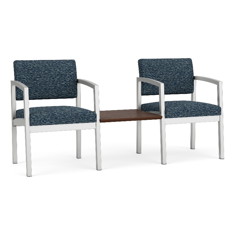 Lesro Industries Steel Reception 2 Chairs With Center Table  in Blue