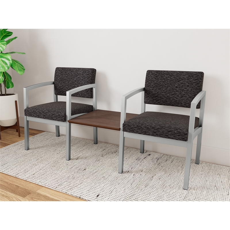 Lesro Industries Steel Reception 2 Chairs With Center Table  in Black