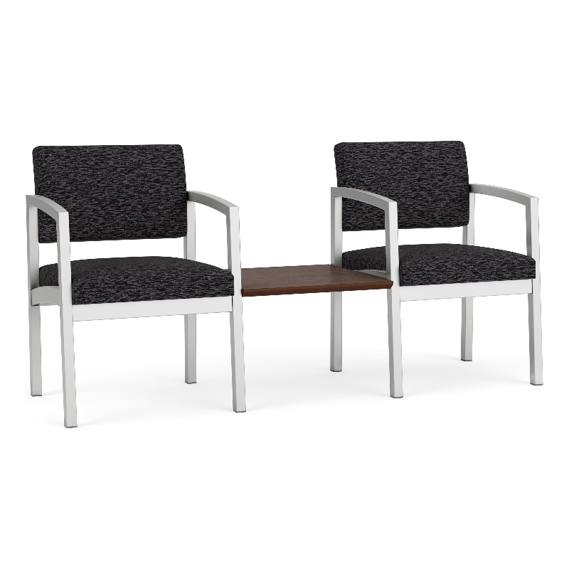 Lesro Industries Steel Reception 2 Chairs With Center Table  in Black