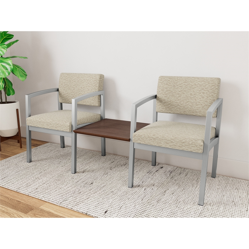 Lesro Industries Steel Reception 2 Chairs With Center Table  in Brown