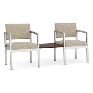 Lesro Industries Steel Reception 2 Chairs With Center Table  in Brown