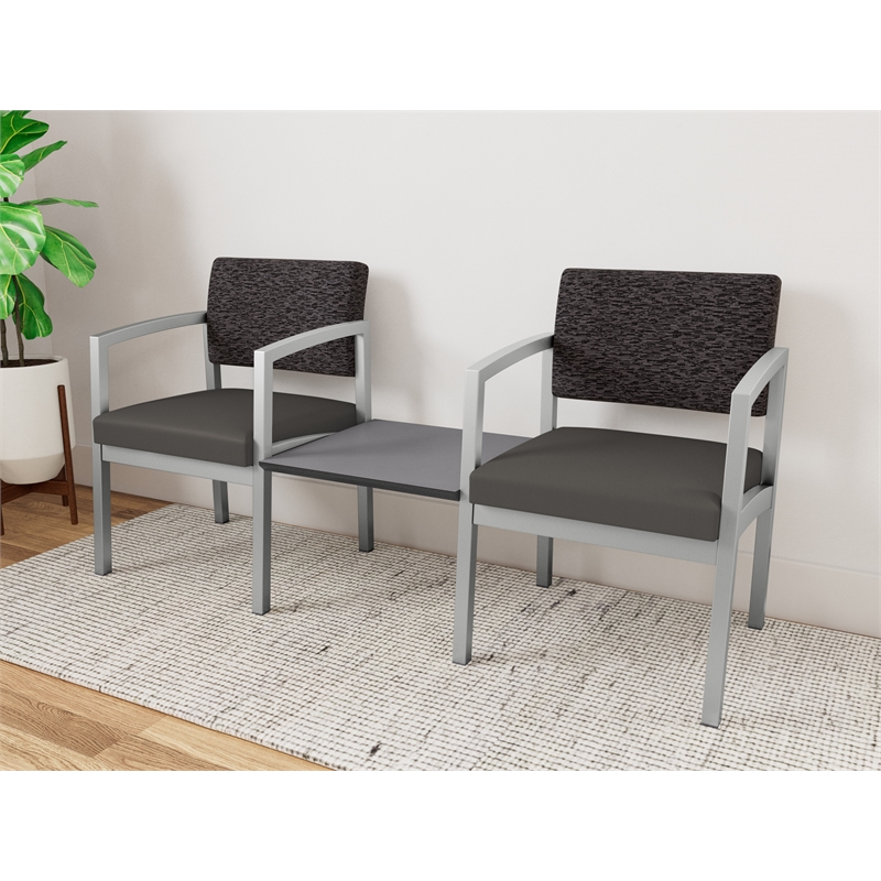 Lesro Industries Steel Reception 2 Chairs With Center Table  in Gray