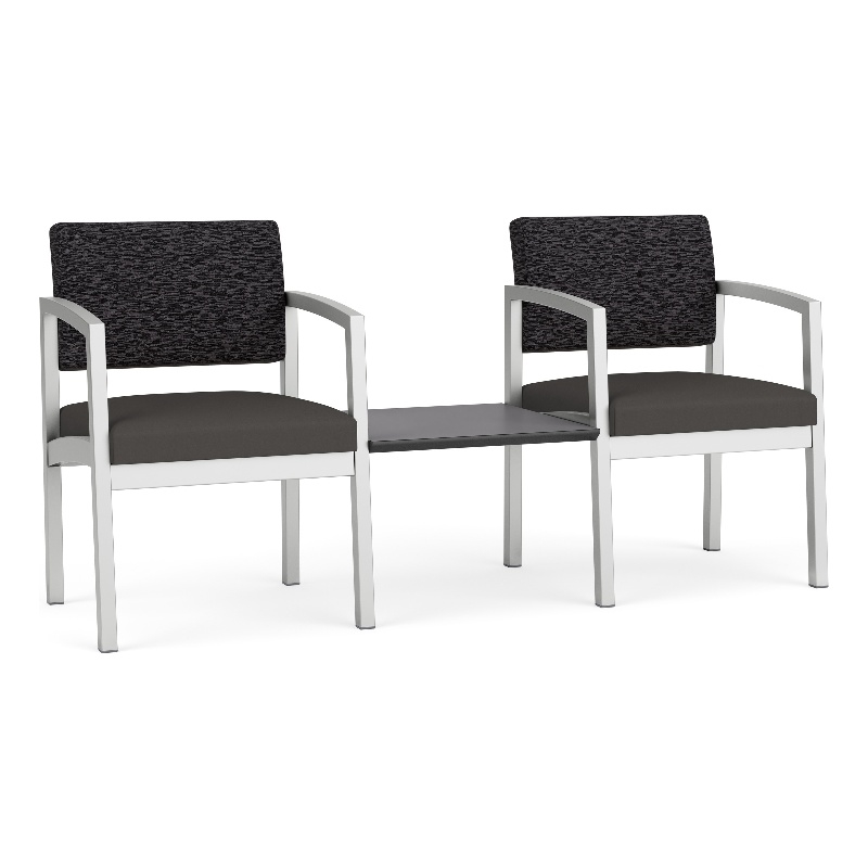 Lesro Industries Steel Reception 2 Chairs With Center Table  in Gray