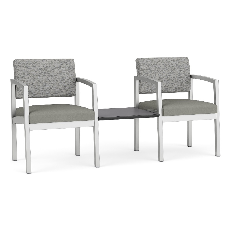 Lesro Industries Steel Reception 2 Chairs With Center Table  in Gray