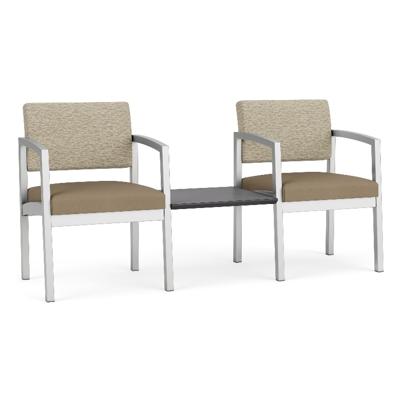 Lesro Industries Steel Reception 2 Chairs With Center Table  in Brown