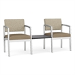 Lesro Industries Steel Reception 2 Chairs With Center Table  in Brown