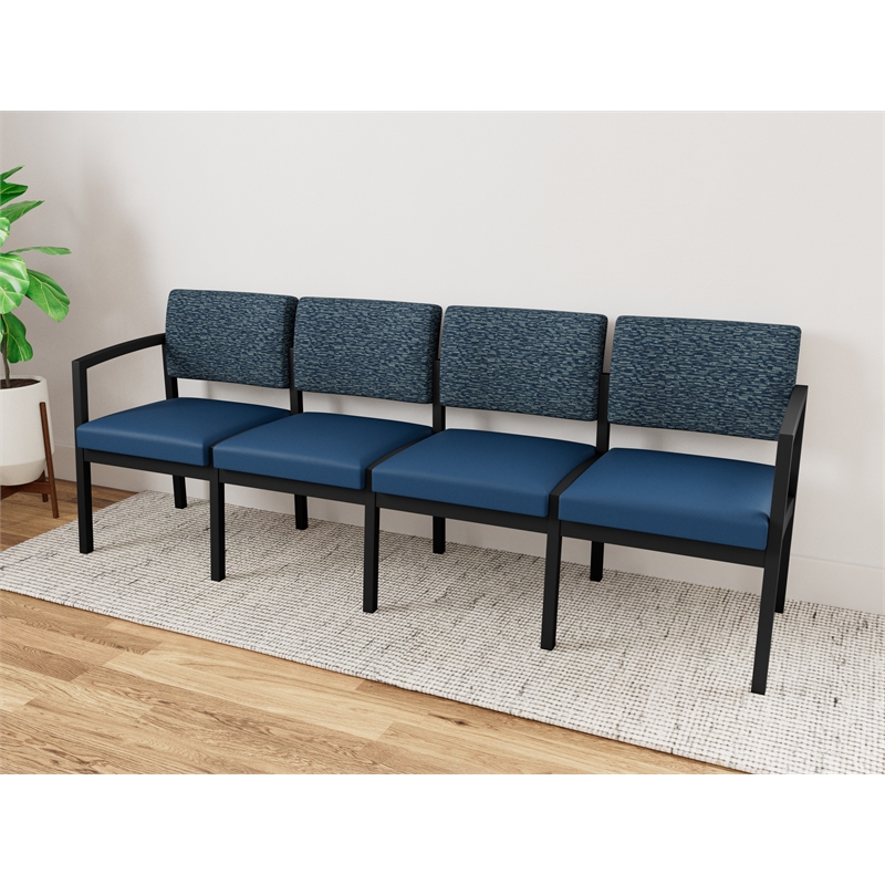 Lesro Industries Steel Waiting Reception 4 Seat Sofa Steel Frame in Blue