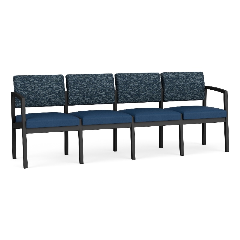 Lesro Industries Steel Waiting Reception 4 Seat Sofa Steel Frame in Blue