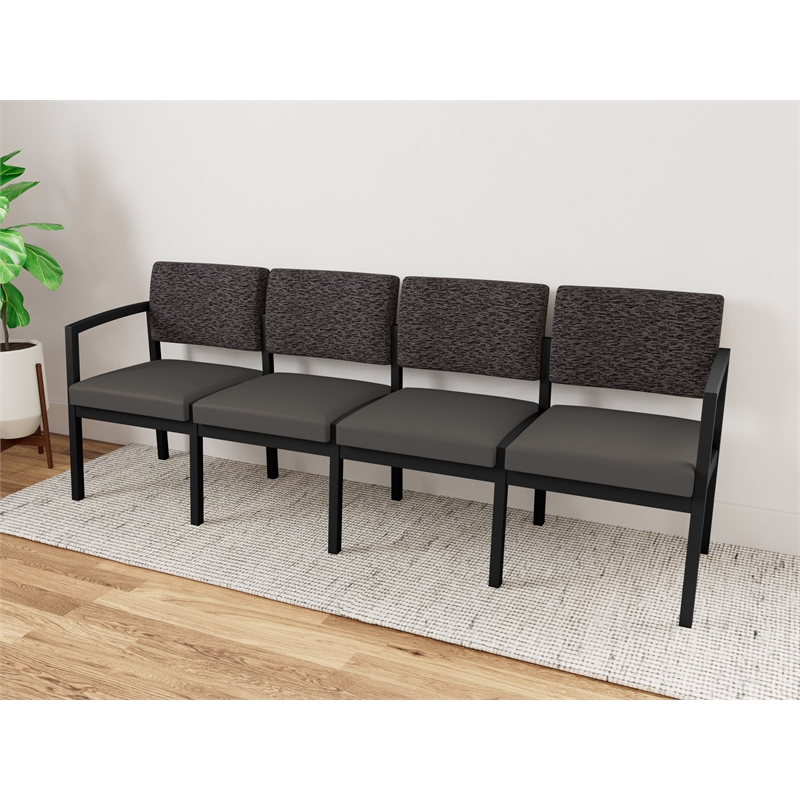 Lesro Industries Steel Waiting Reception 4 Seat Sofa Steel Frame in Gray