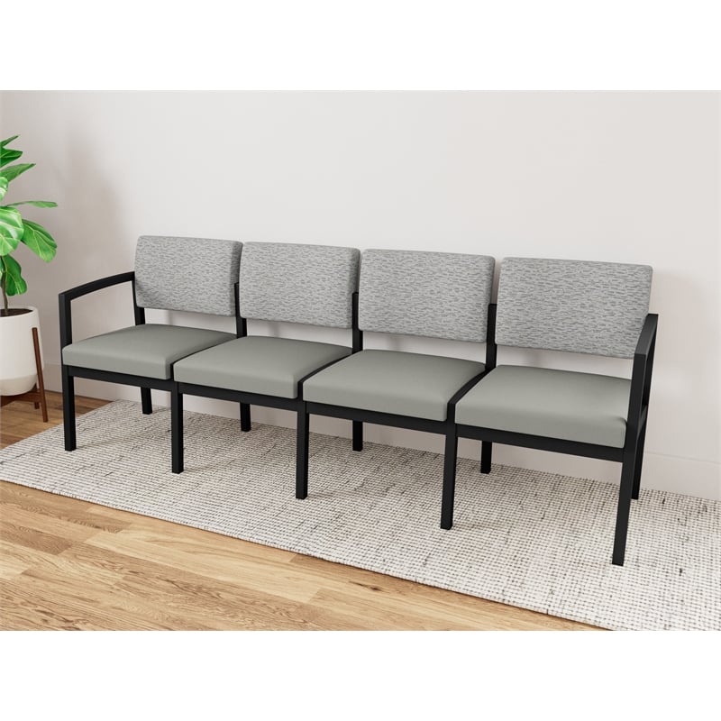 Lesro Industries Steel Waiting Reception 4 Seat Sofa Steel Frame in Gray